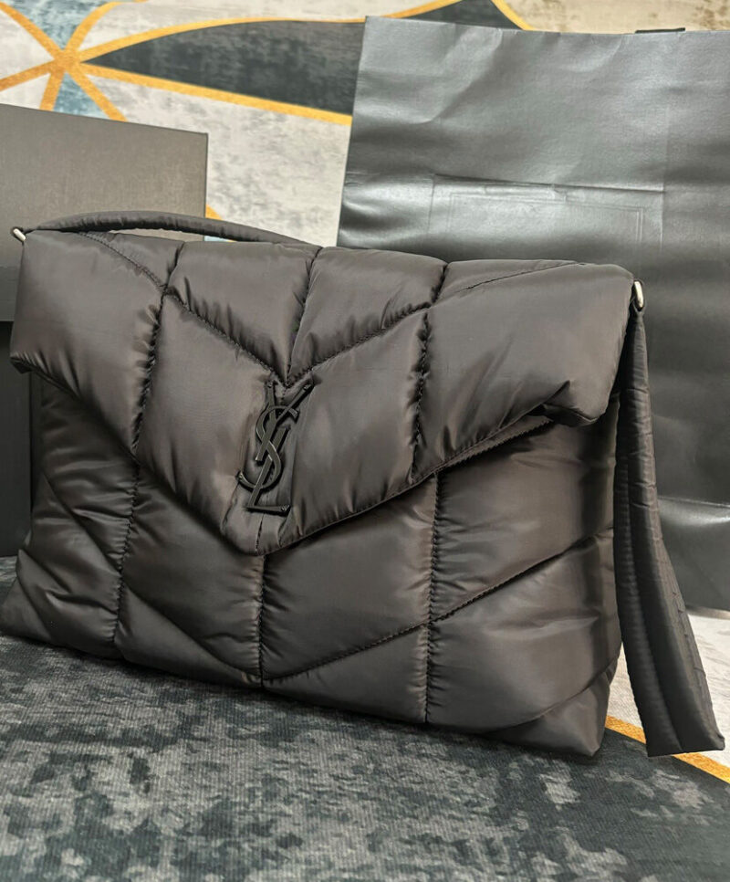 Saint Laurent Puffer Messenger Bag In Econyl Regenerated Nylon Black